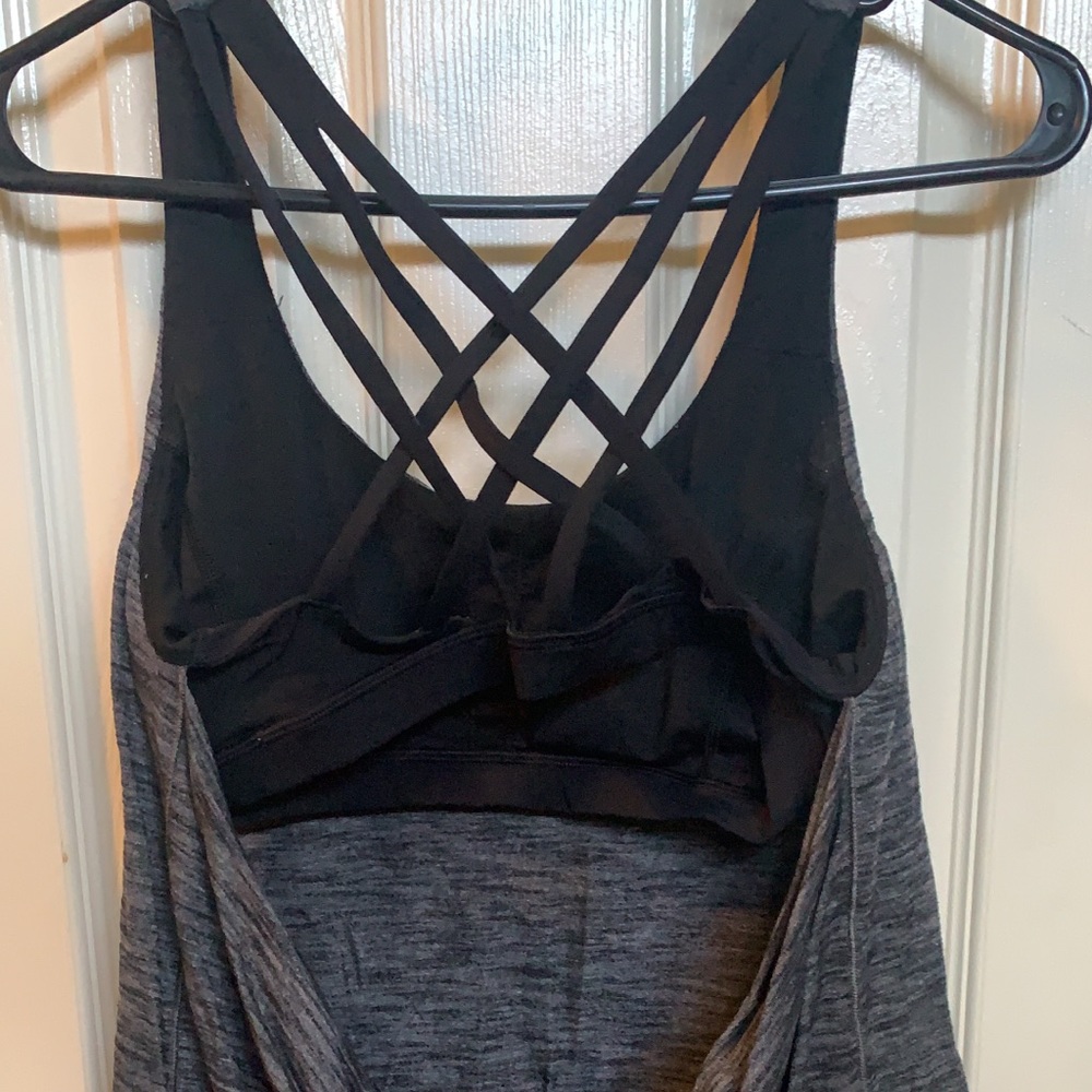 Dark Grey shirt with black built in bra.